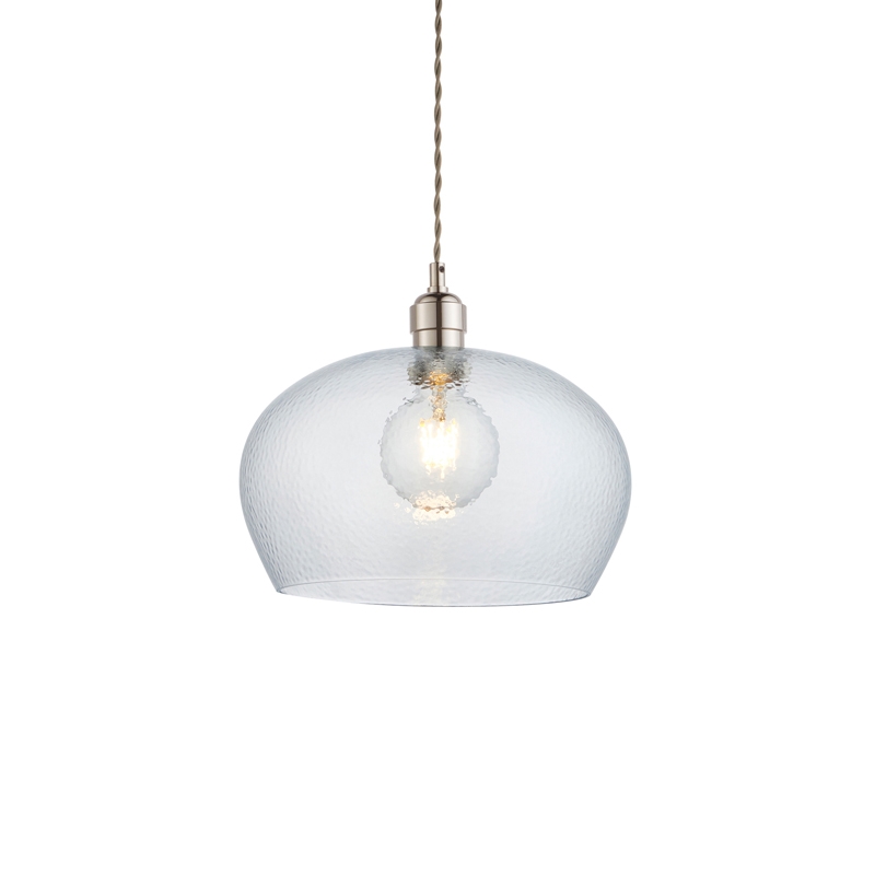 Luxia Elie Wide Glass Ceiling Pendant Light - Polished Nickel