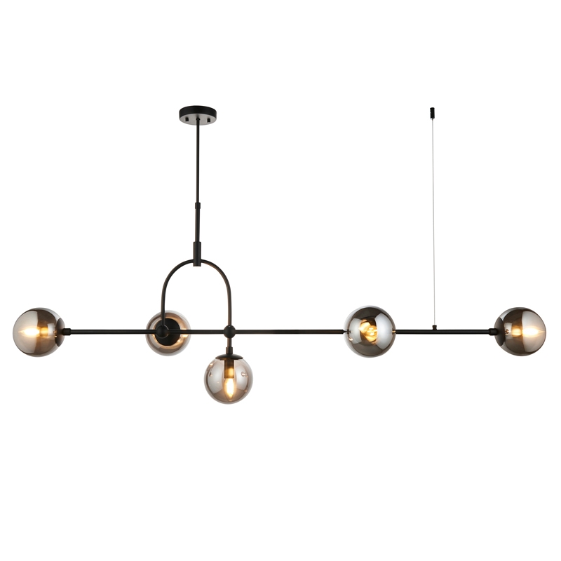 Luxia Greenwich 5 Light Bar Ceiling Pendant Light - Matt Black