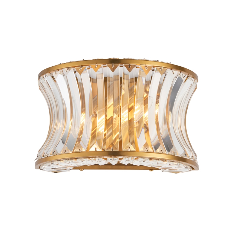 Luxia Keswick Crystal Flush Wall Light - Polished Brass