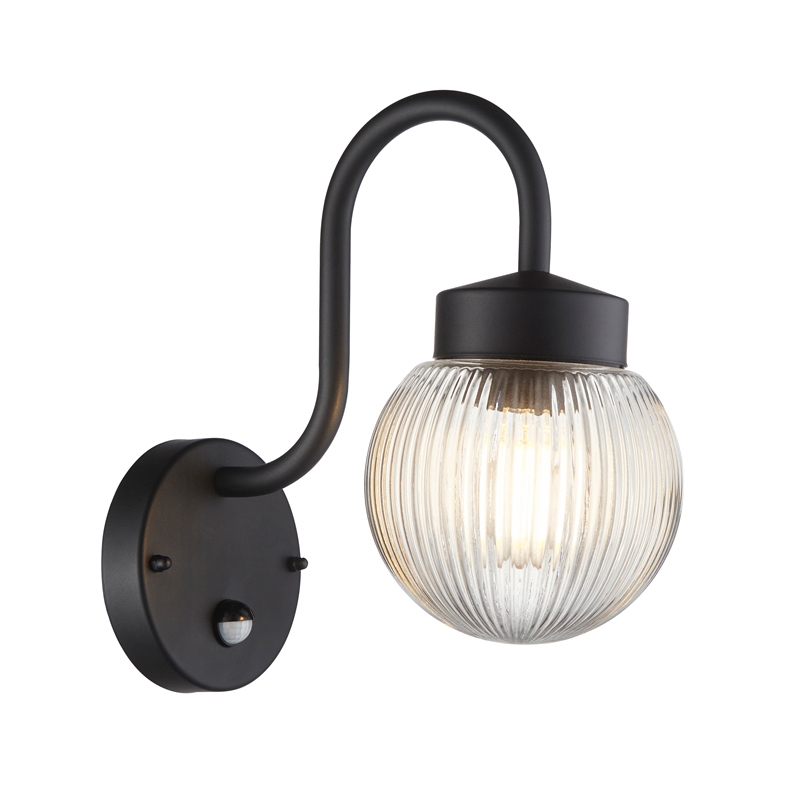 Luxia Mere Outdoor Wall Light with PIR Sensor - Black