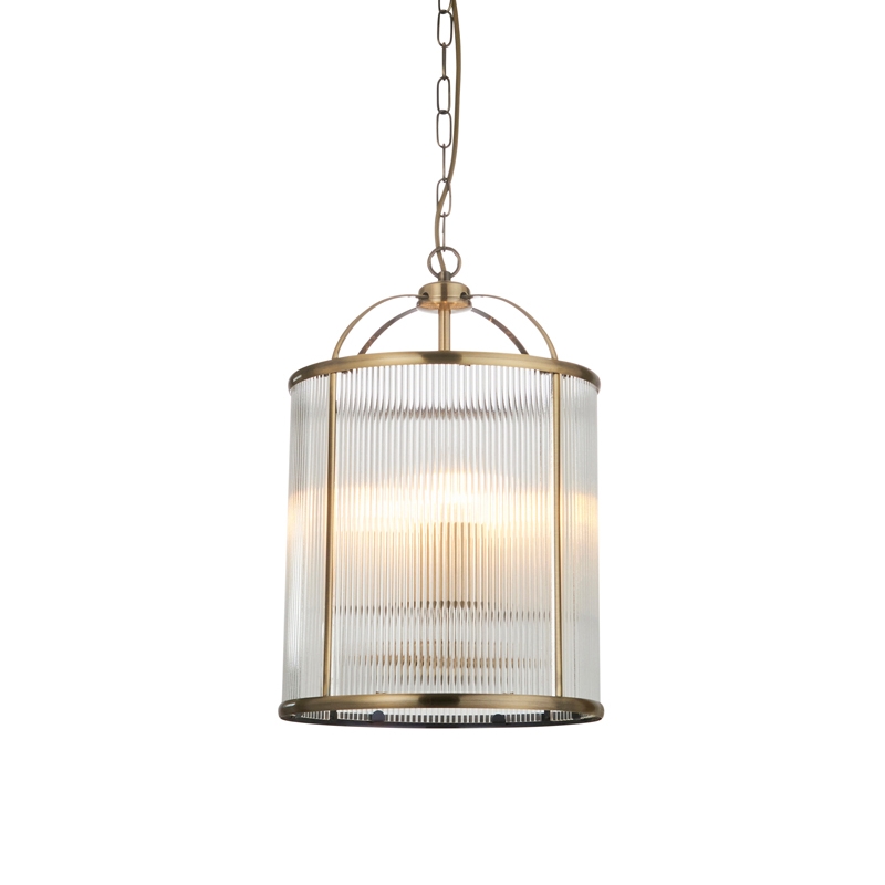 Luxia Salcombe Large Glass Ceiling Pendant Light - Antique Brass
