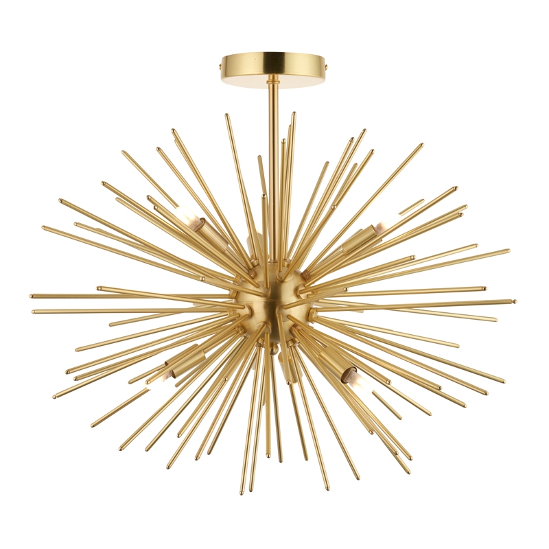 Luxia Hartland 6 Light Semi-Flush Ceiling Light - Satin Brass