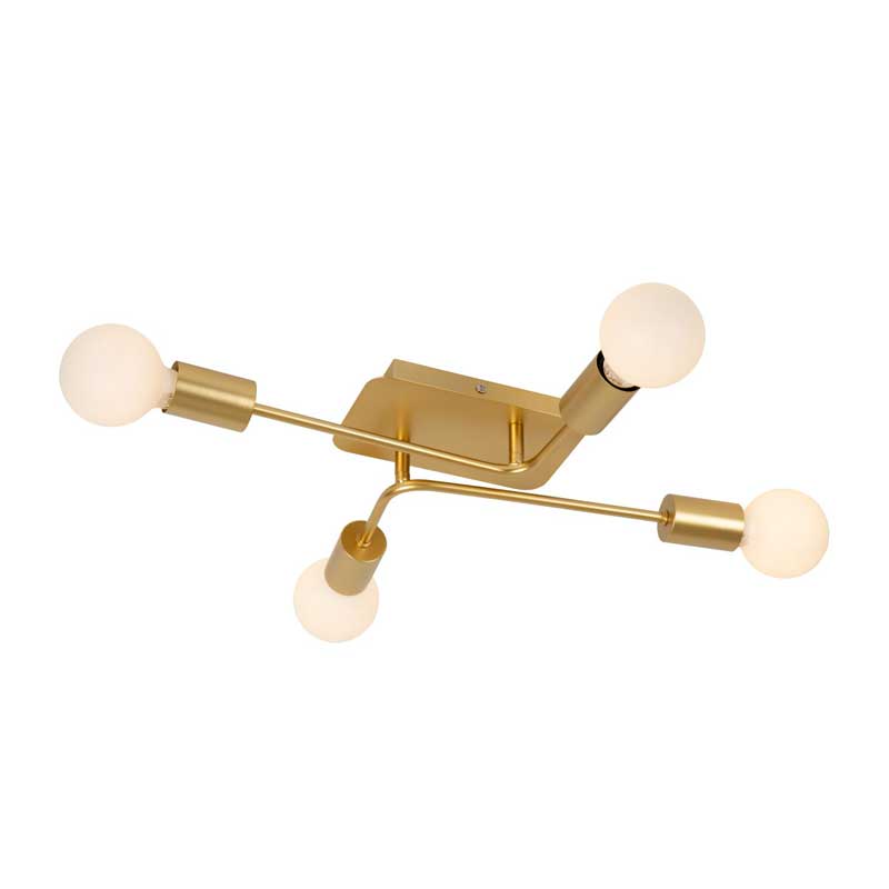 Lucide Lester 4 Light Flush Ceiling Light - Matt Gold