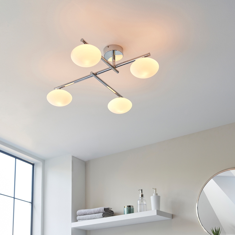 Luxia Beaufort Bathroom 4 Light Semi-Flush Ceiling Light - Polished Chrome