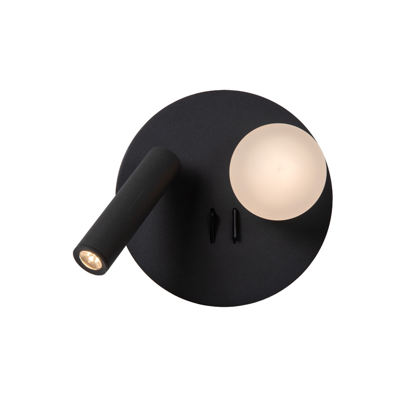 Lucide Matiz LED Wall Light with Reading Light - Black