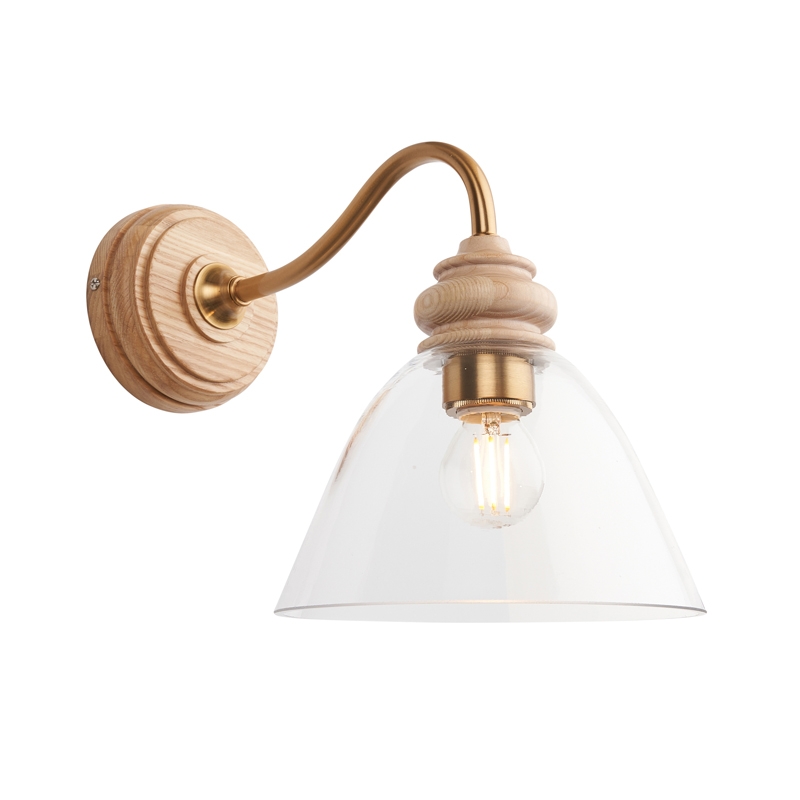 Luxia Aylesford Glass Wall Light - Light Wood