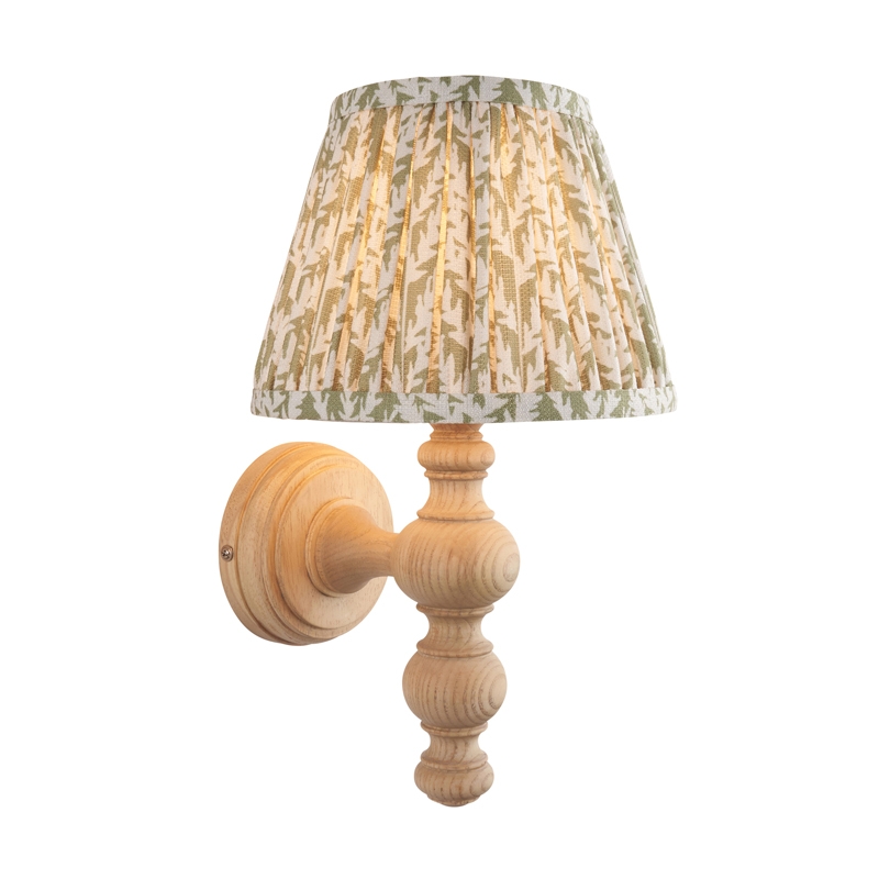 Luxia Tetbury Wall Light - Light Wood with Green Shade