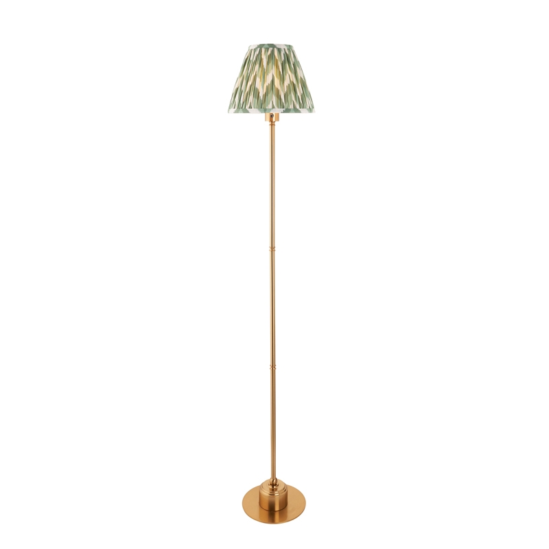 Luxia Ashurst LED USB Rechargeable Touch Floor Lamp - Brushed Brass with Green Shade