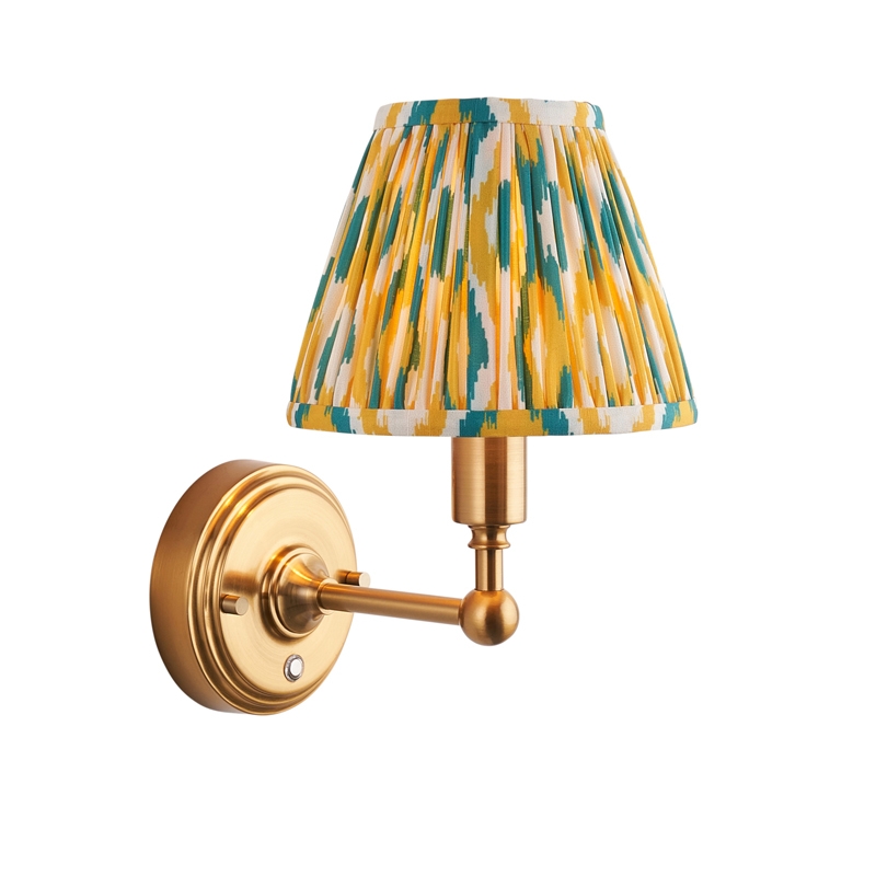 Luxia Ashurst LED USB Rechargeable Touch Wall Light - Brushed Brass with Yellow Shade