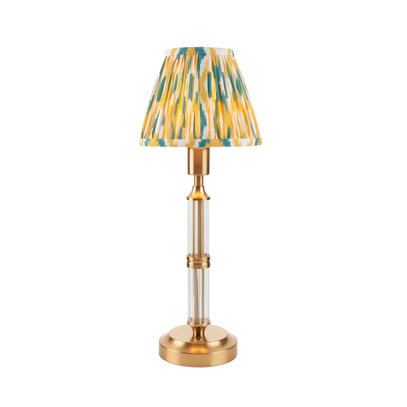 Luxia Kingham LED USB Rechargeable Touch Table Lamp - Brushed Brass with Yellow Shade