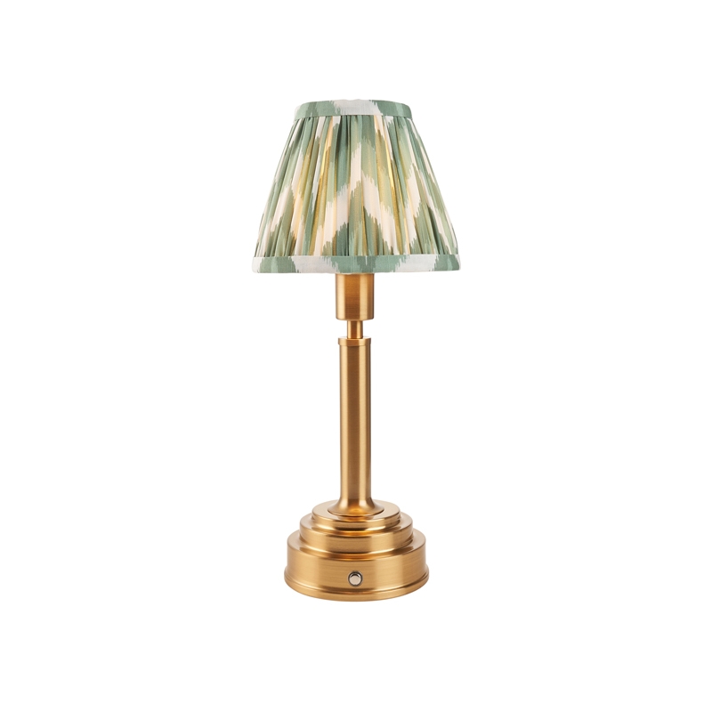 Luxia Aspley LED USB Rechargeable Touch Table Lamp - Brushed Brass with Green Shade