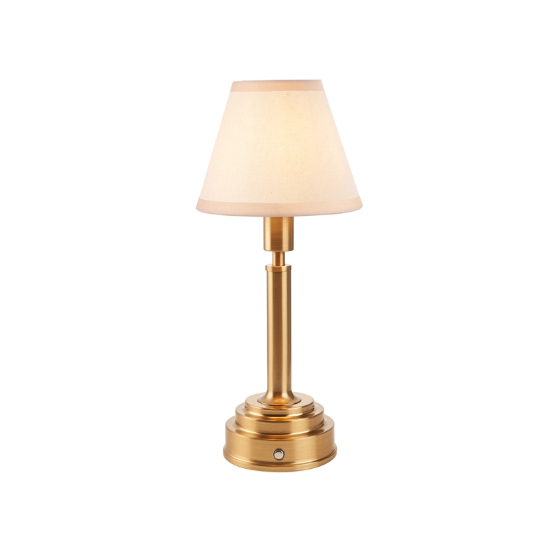 Luxia Aspley LED USB Rechargeable Touch Table Lamp - Brushed Brass with White Shade