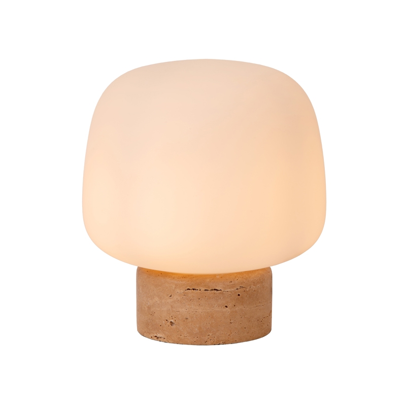 Lucide Anston Glass Table Lamp - Travertine
