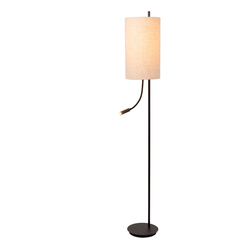 Lucide Magic Dual Light Floor Lamp - Black with Cream Shade
