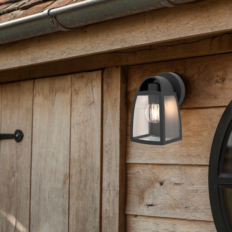 Lutec Kelsey 120 Outdoor Lantern Wall Light - Black