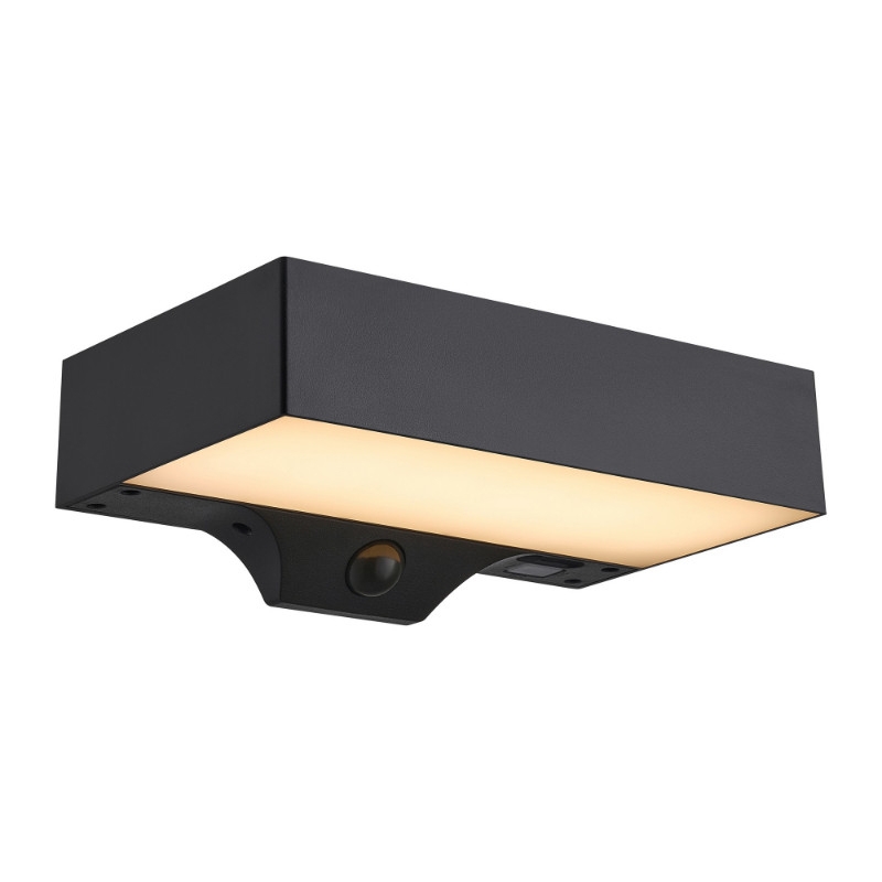 Nordlux Monay Square Solar LED Outdoor Up & Down Wall Light with PIR Sensor with Dusk to Dawn Sensor - Black