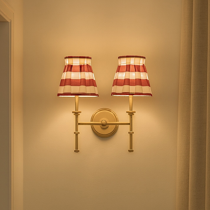 Wisteria Boxie Twin Wall Light - Red & Gold