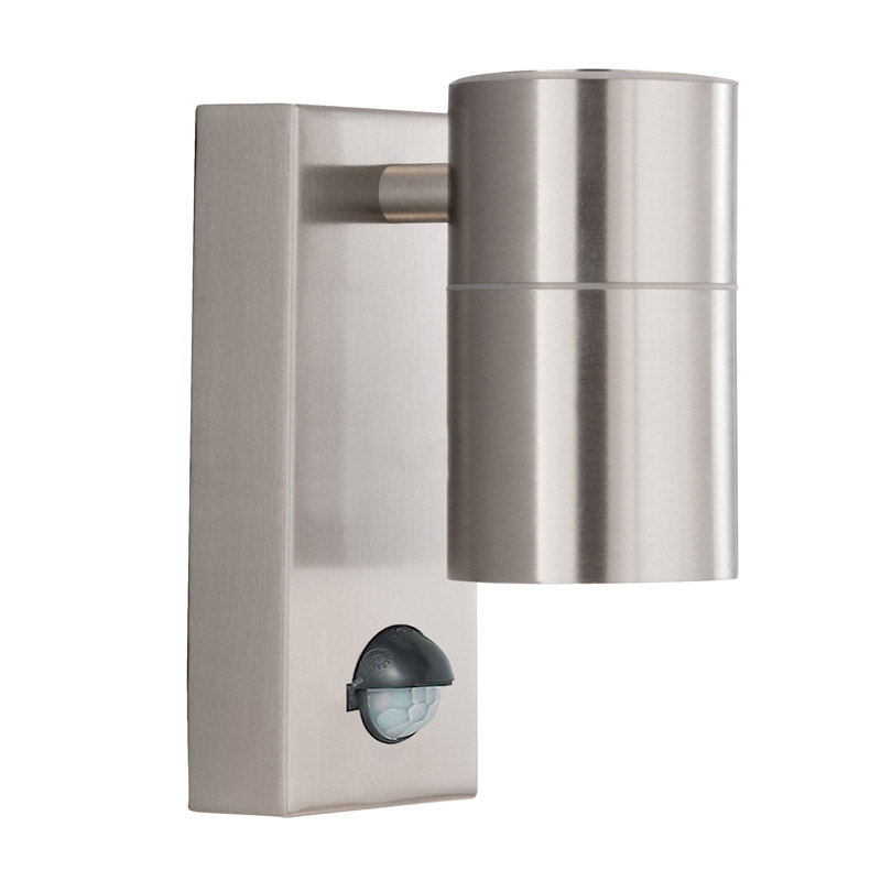 Down LED Outdoor Wall Light with PIR Sensor - Stainless Steel