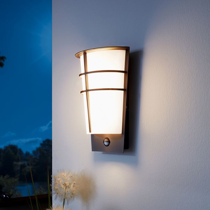 Eglo Breganzo LED Outdoor Wall Light with PIR Sensor - Anthracite