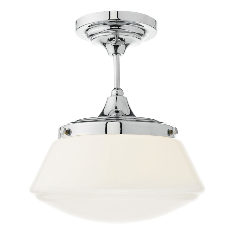 Dar Caden Glass Semi-Flush Ceiling Light - Polished Chrome