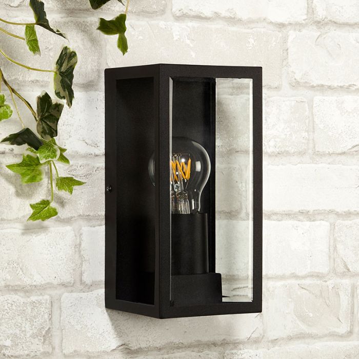 Searchlight Edison Half Lantern Outdoor Wall Light - Black