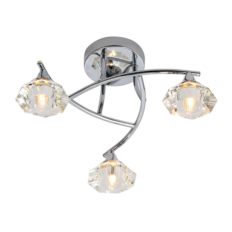 Forum Reena 3 Arm Semi-Flush Ceiling Light - Chrome