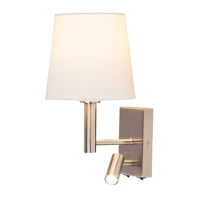 Edit Harvey Wall Light with LED Reading Light - Satin Chrome