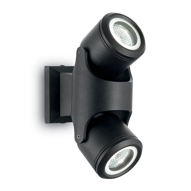 Raro Outdoor Wall Mounted Twin Spotlight - Black