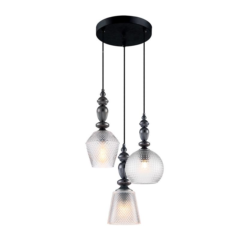 Edit Hirst 3 Light Glass Cascade Ceiling Pendant - Pewter