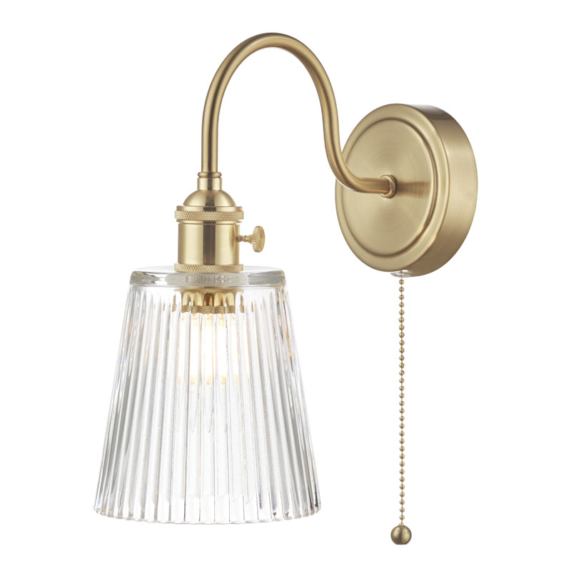 Dar Hadano Ribbed Glass Wall Light - Natural Brass