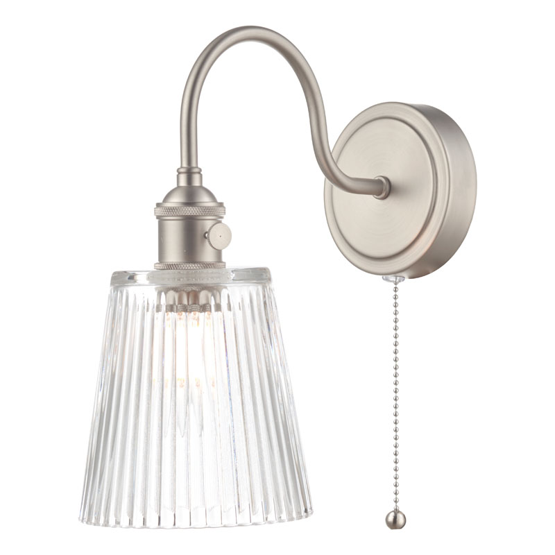 Dar Hadano Ribbed Glass Wall Light - Antique Chrome
