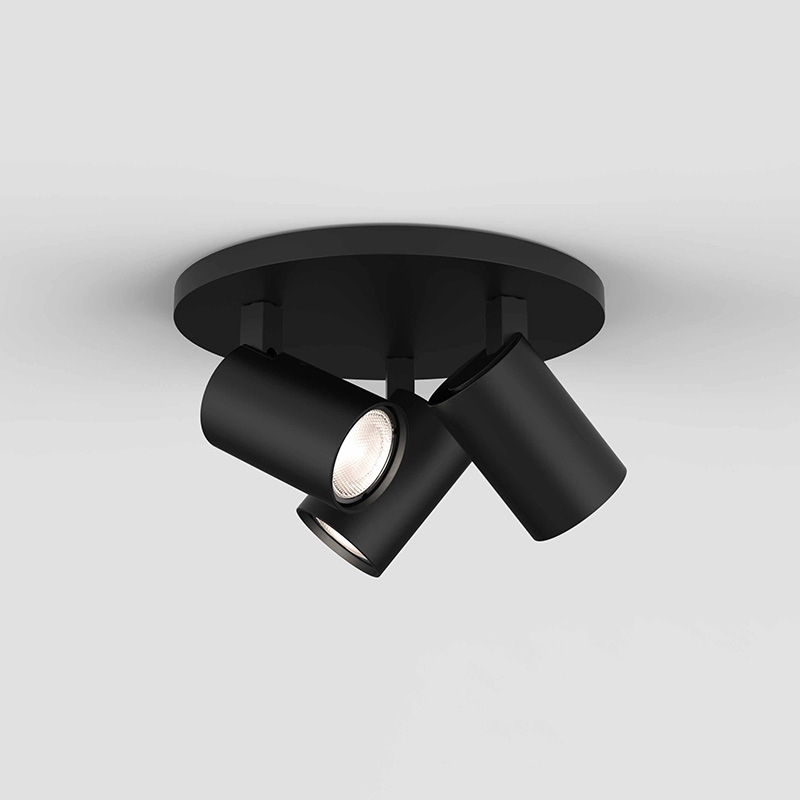 Astro Ascoli 3 Light Round Spotlight Plate - Matt Black