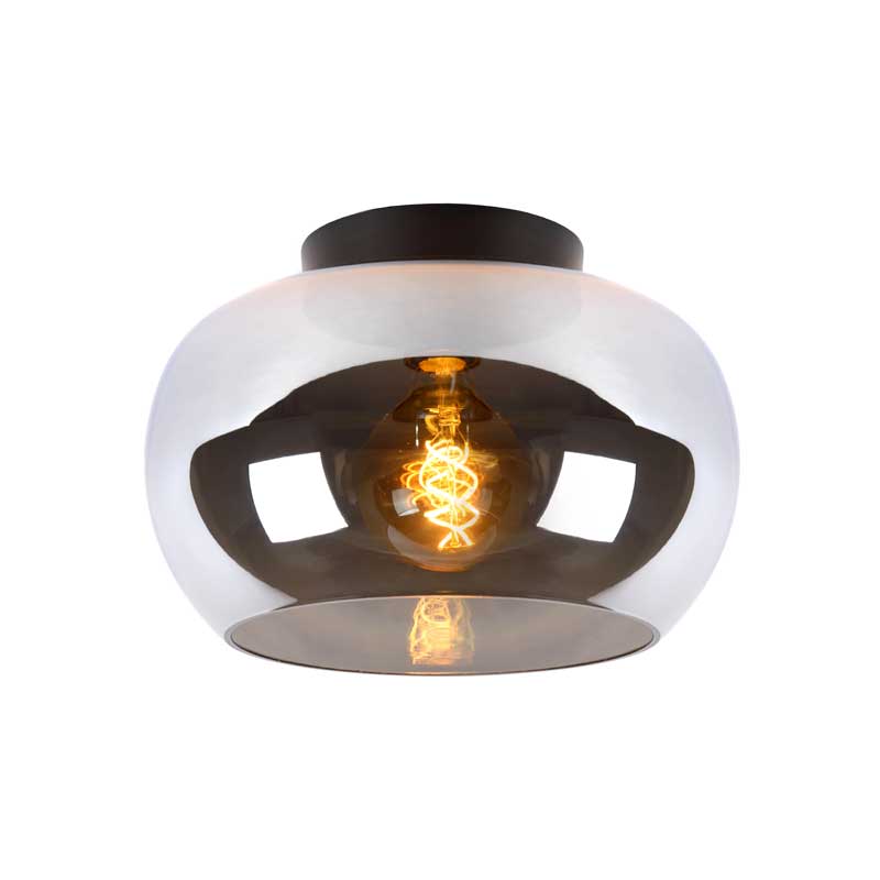 Lucide Judi Glass Flush Ceiling Light - Smoked