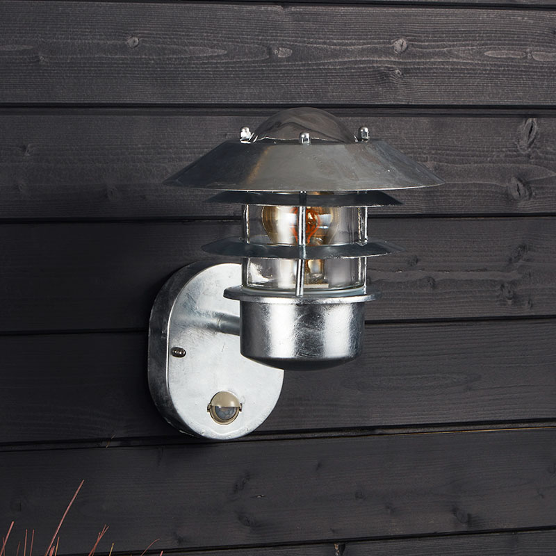 Edit Coastal Stage Outdoor Wall Light with PIR Sensor Galvanised Steel