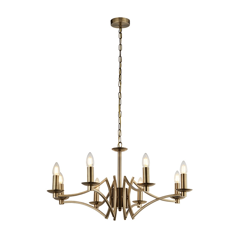 Searchlight Ascot 8 Light Chandelier - Antique Brass