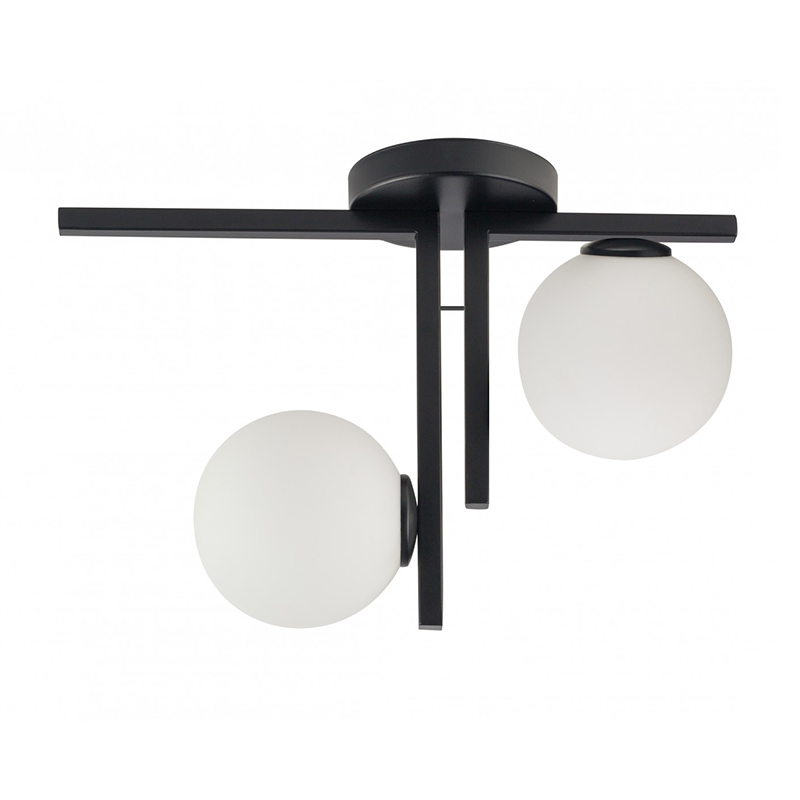 Edit Link 2 Light Flush Ceiling Light - Black & White