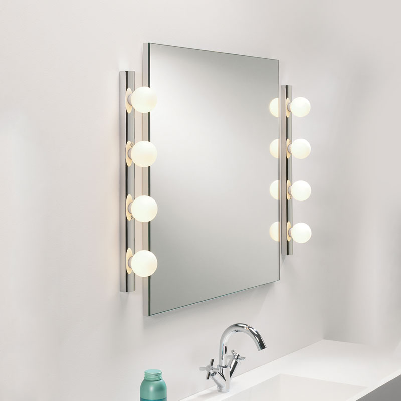 Astro Cabaret 4 Light Glass Mirror Light - Polished Chrome