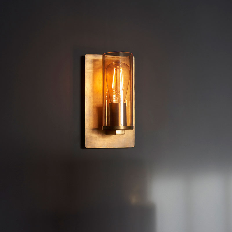 Luxia Brooklyn Glass Flush Wall Light - Brass