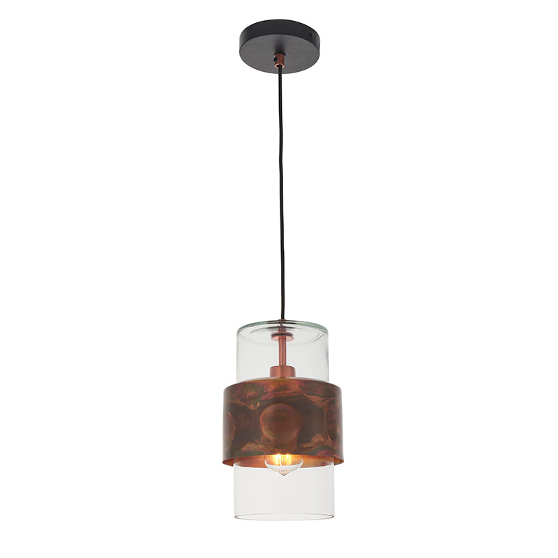 Luxia Brooklyn Glass Ceiling Pendant Light - Copper