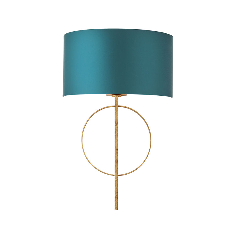 Luxia Carlton Flush Wall Light - Antique Gold & Teal