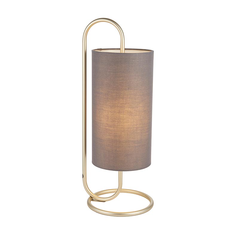 Luxia Allegra Table Lamp - Antique Brass with Grey Shade