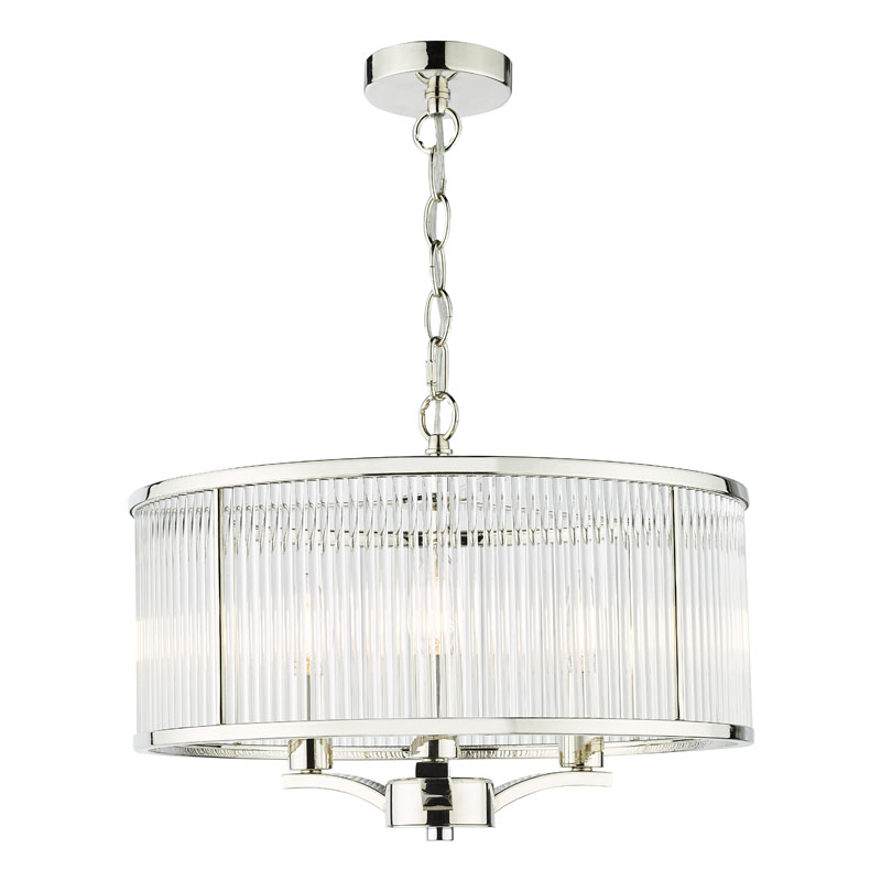 Dar Evelyn 3 Arm Ceiling Pendant Light - Polished Nickel