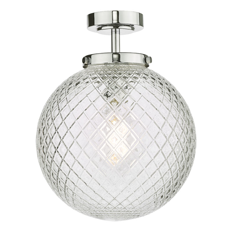 Dar Wayne Bathroom Semi-Flush Ceiling Light - Polished Chrome