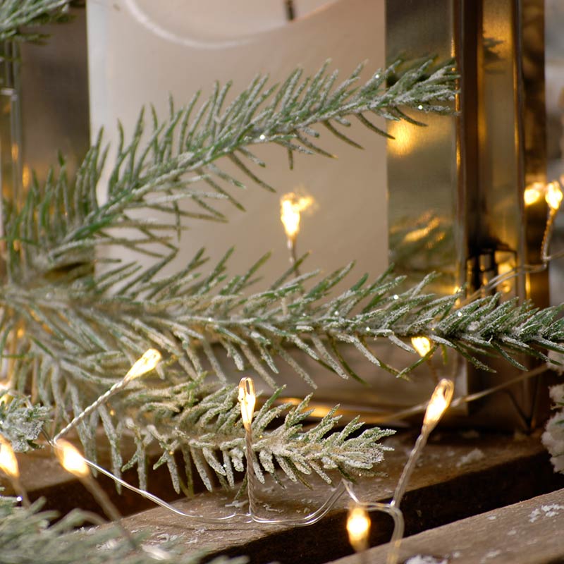 Festive 2M Battery Operated Warm White LED Cluster Silver Micro Wire - 40 Lights