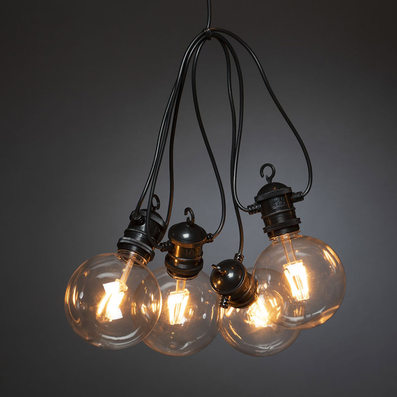 Konstsmide 9.15M Amber LED Globe Festoon Lights - 10 Light Starter Set