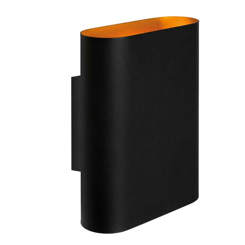 Lucide Ovalis Up & Down Wall Light - Black & Gold