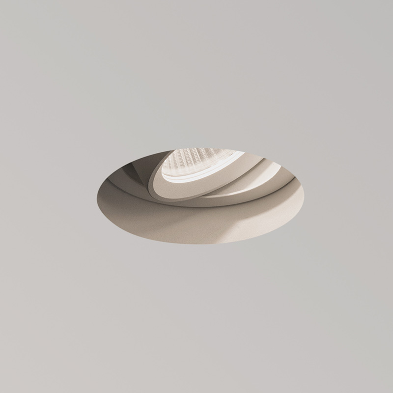Astro Trimless Plaster-In Round 6.8W Warm White Dimmable LED Adjustable Downlight - Matt White