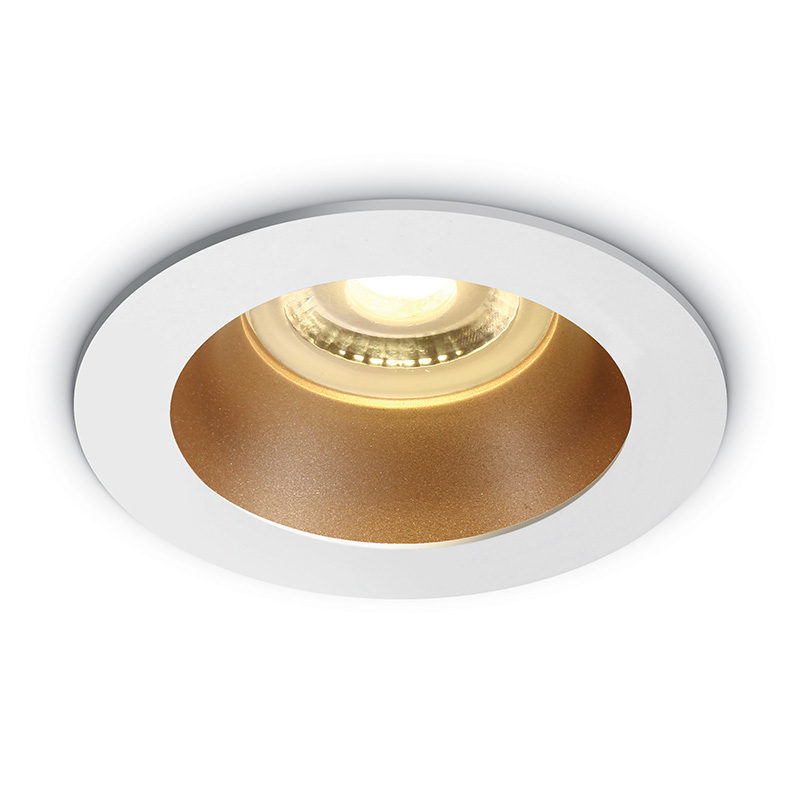 Cove Recessed Fixed Downlight - White with Brass Reflector