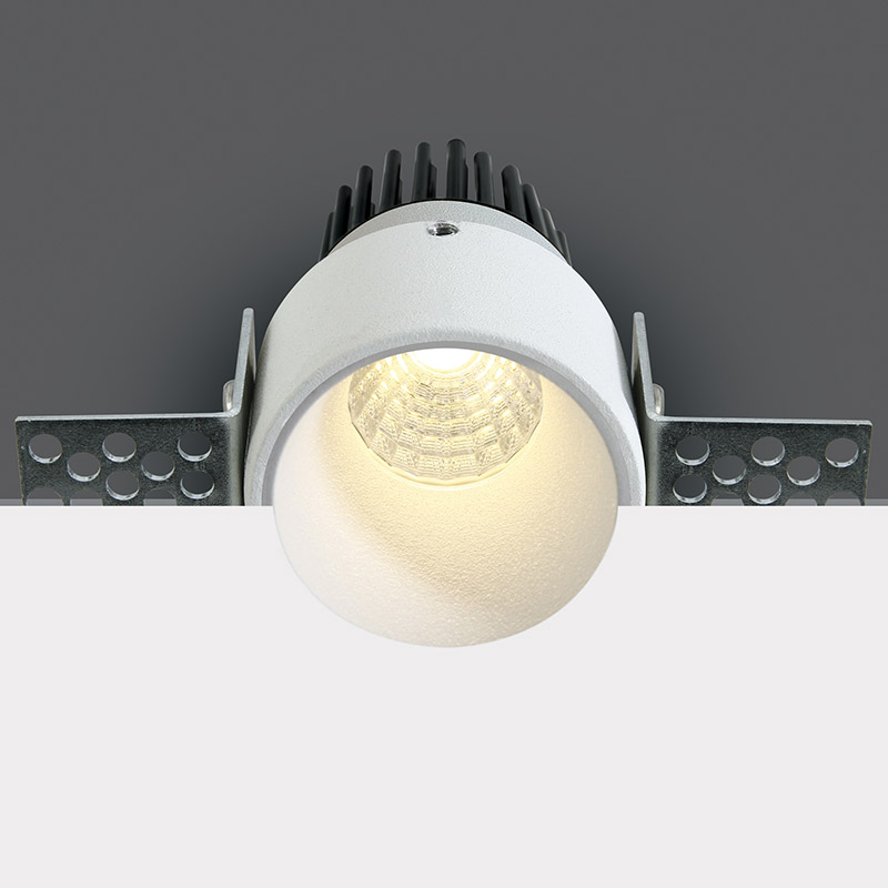 Trimless Plaster-In 3W Warm White LED Fixed Downlight - White