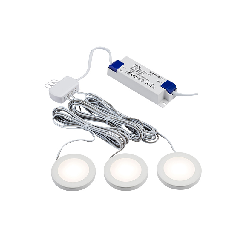 Veil 2.5W Warm White Dimmable LED Low Voltage Under Cabinet Light Kit - White - Pack of 3